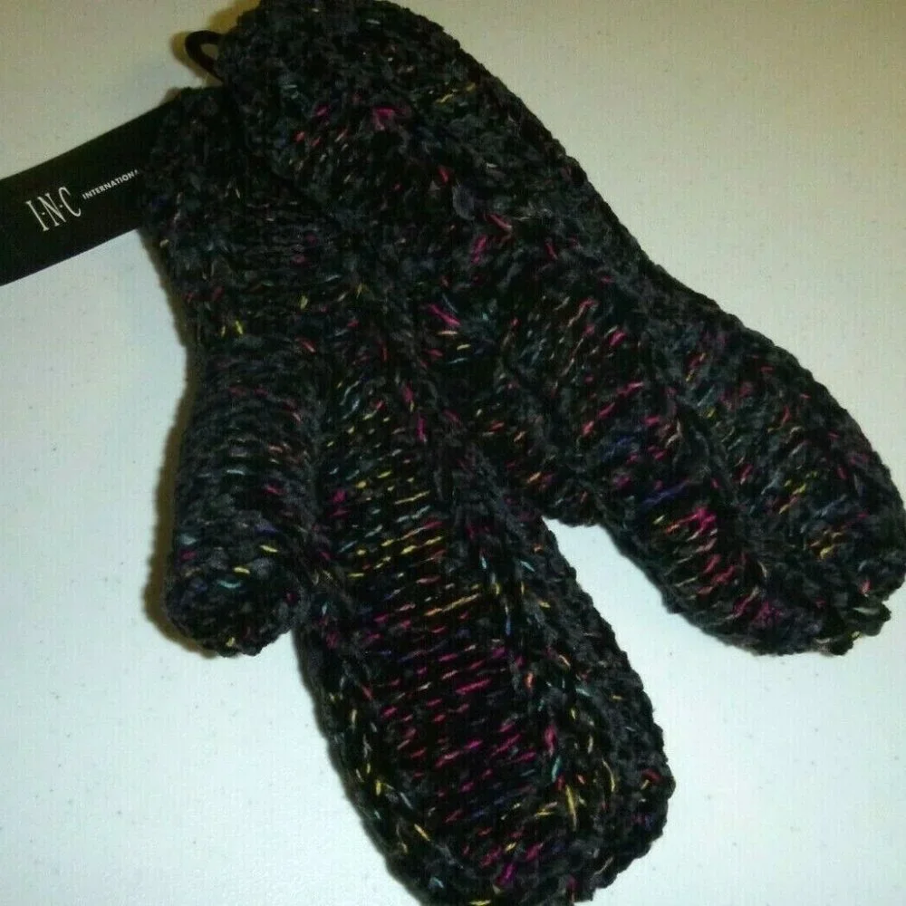 INC International Concepts SPACE Dye Chenille mittens designer soft knit gloves - Picture 2 of 2